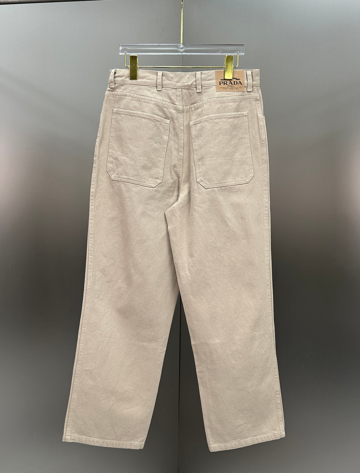 Prada Minimalist Beige Cotton Straight Denim Pants