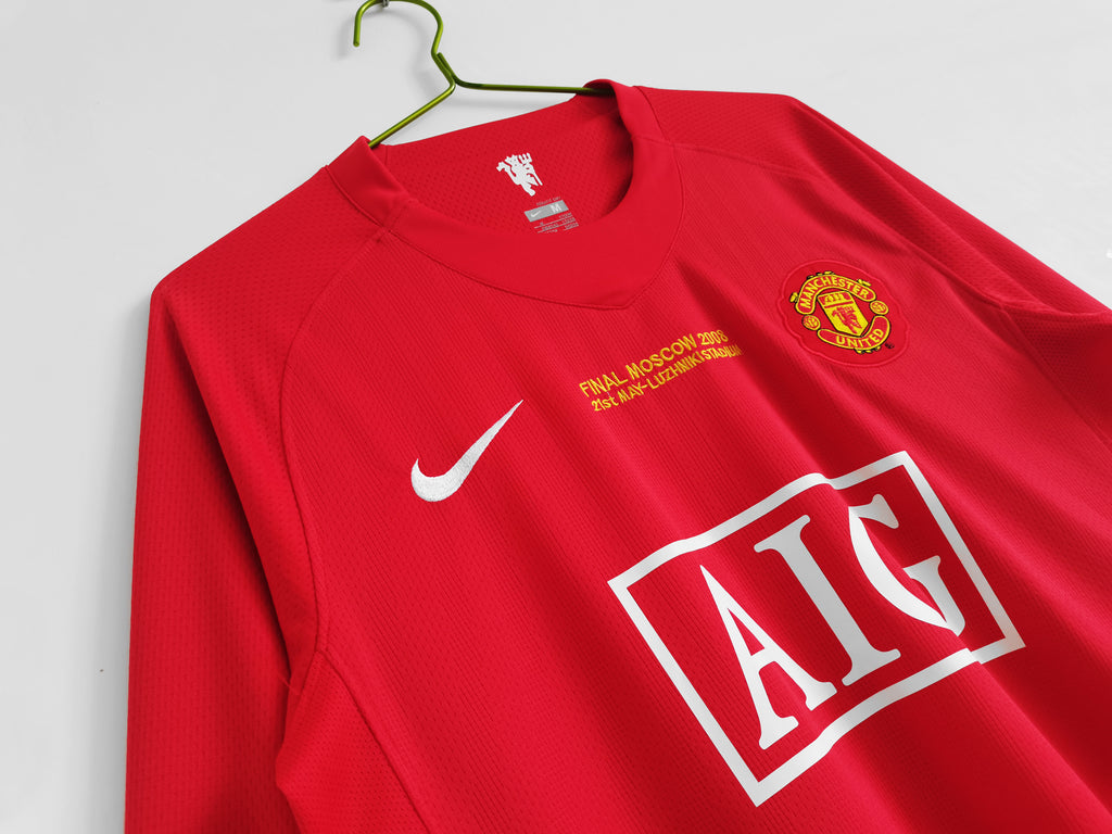 Manchester United 1ra Equipación 2007/08 Manga Larga Edición Final Champions