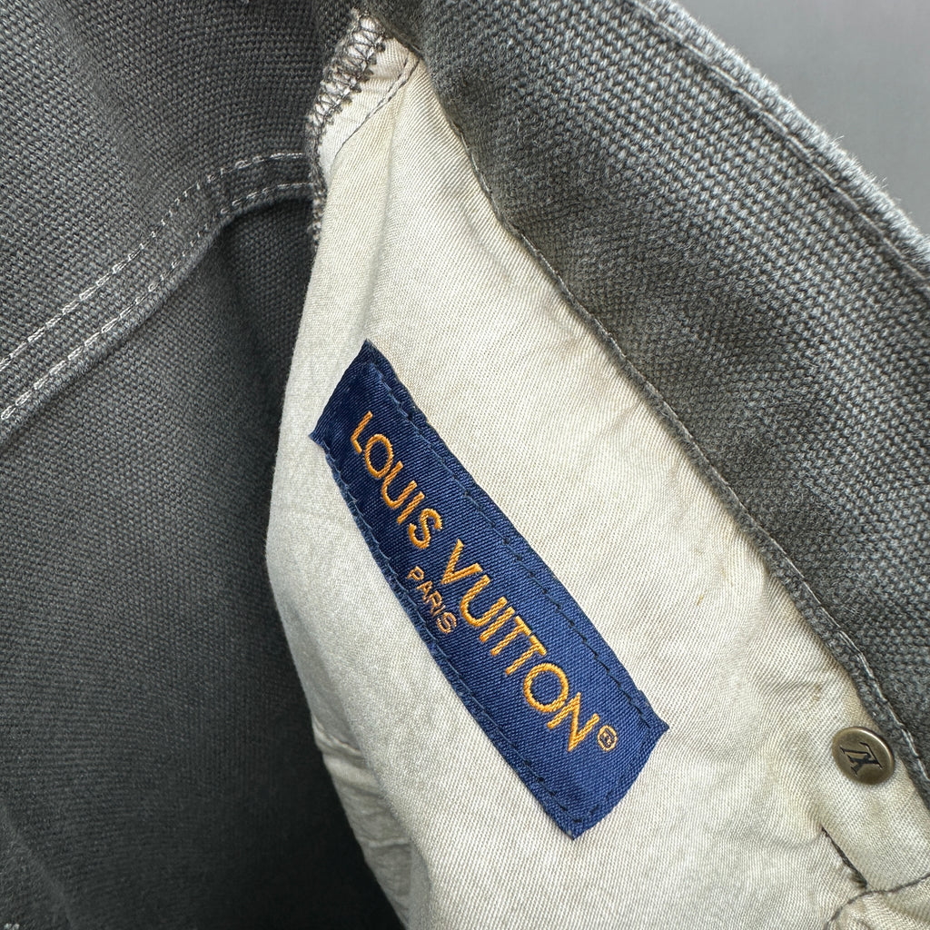 Louis Vuitton Double-Knee Faded Black Denim Trousers with Monogram Cuffs