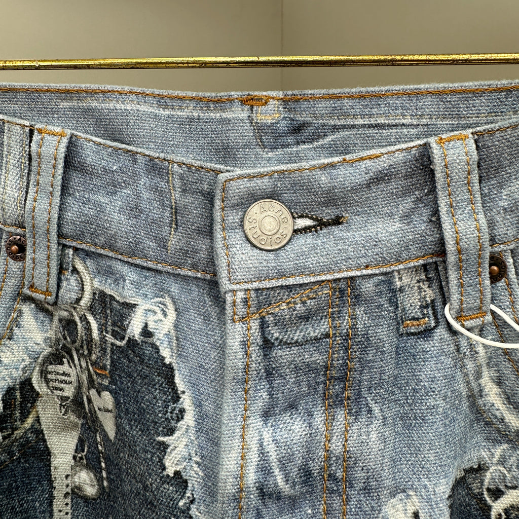 Acne Studios Deconstructed Frayed Denim Panel Jeans