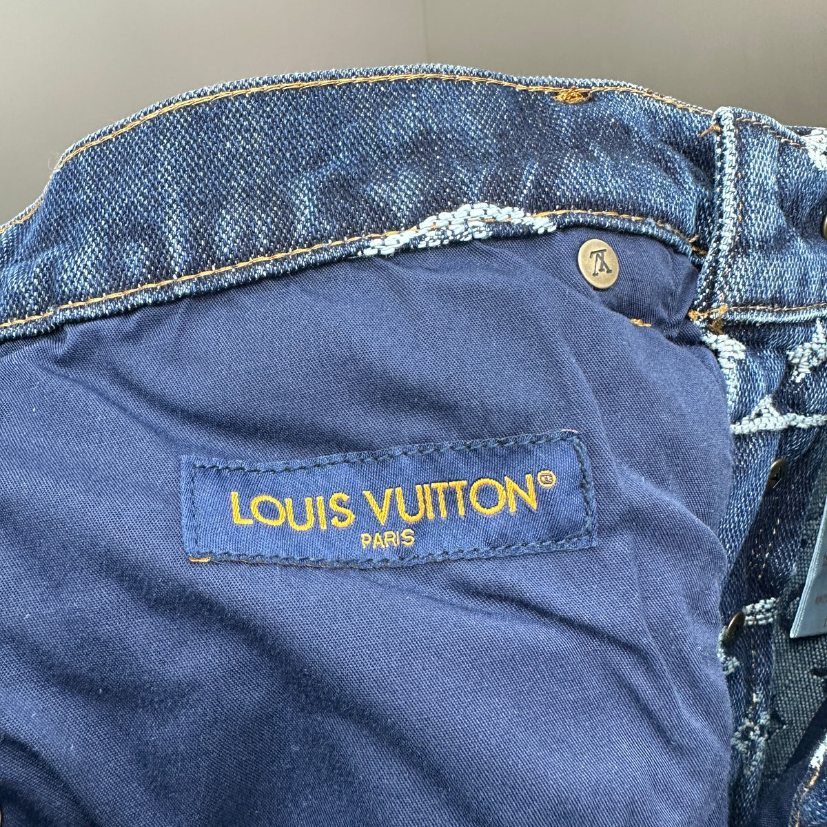 Louis Vuitton White Embroidered Cloud Motif Denim Trousers – Dark Blue