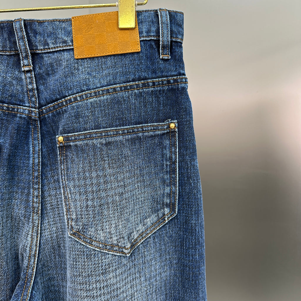 Louis Vuitton Pleated Front Baggy Denim Trousers – Medium Indigo Wash