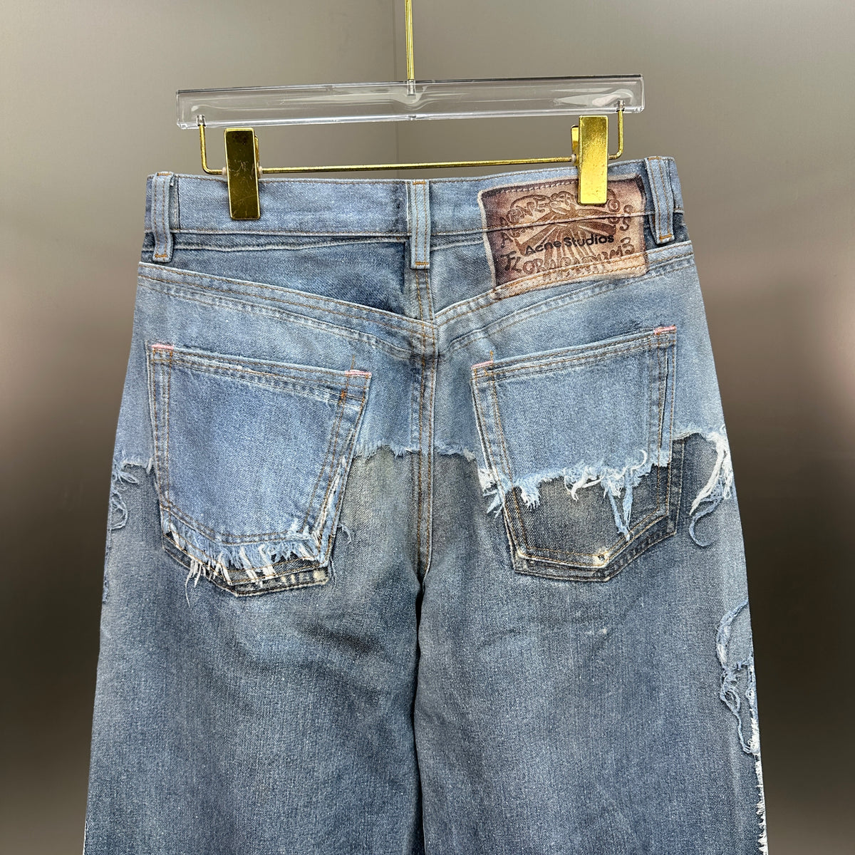 Acne Studios Deconstructed Frayed Denim Panel Jeans