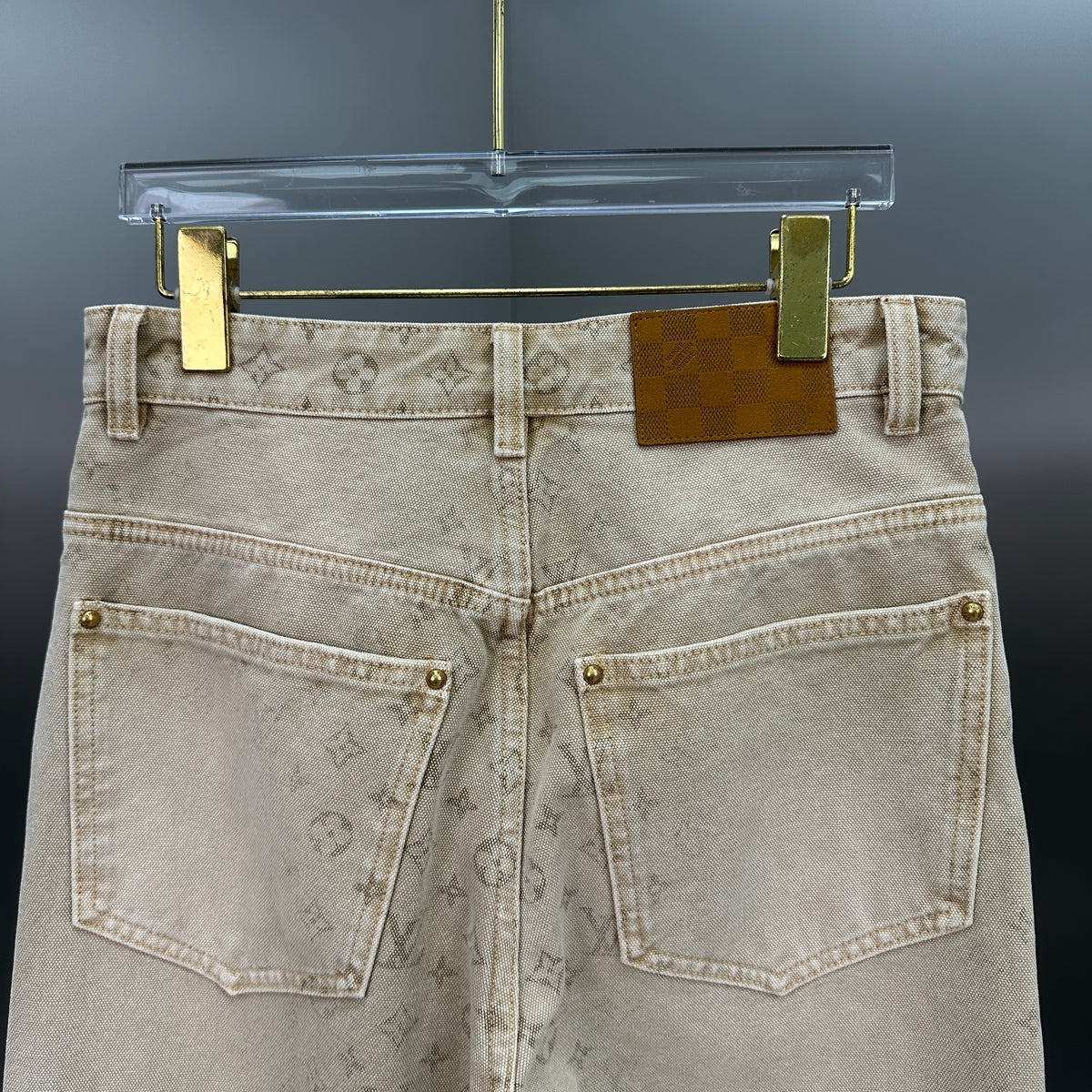 Louis Vuitton Vintage Tint Monogram Printed Straight Denim Pants