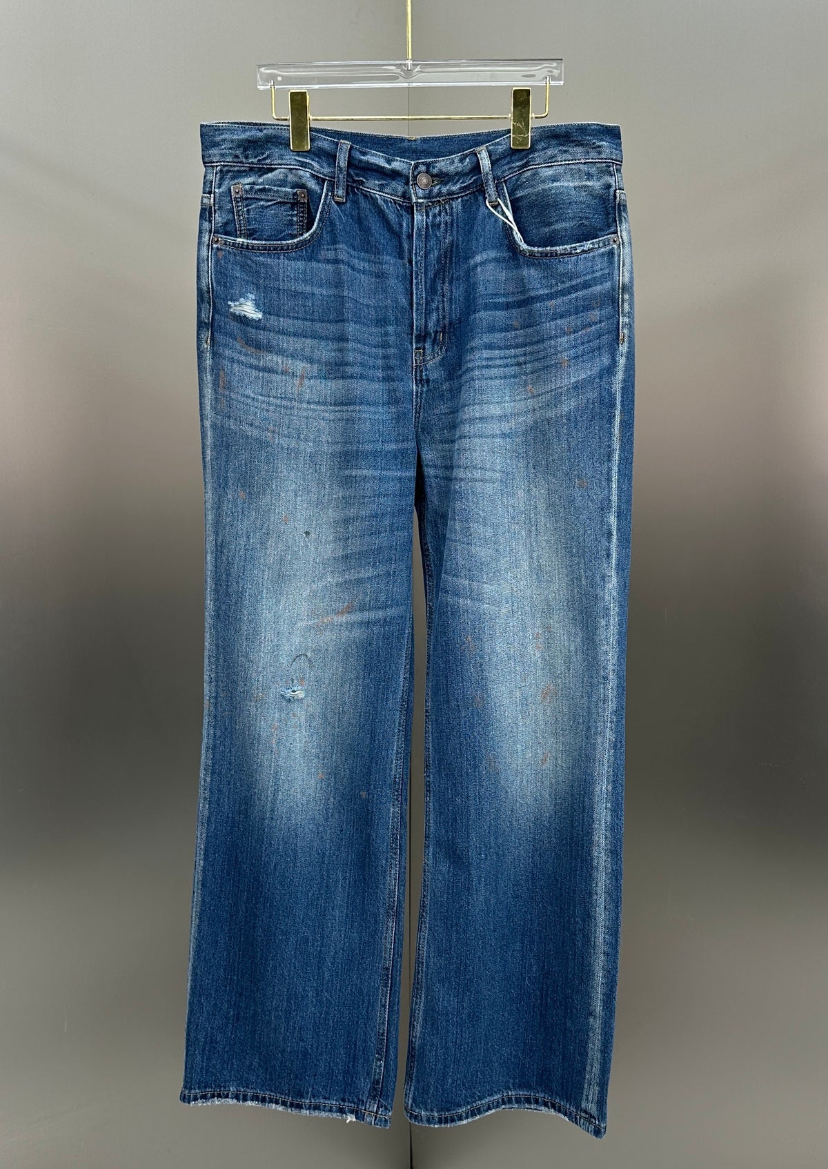 Acne Studios Ripped & Paint-Splattered Loose Fit Jeans