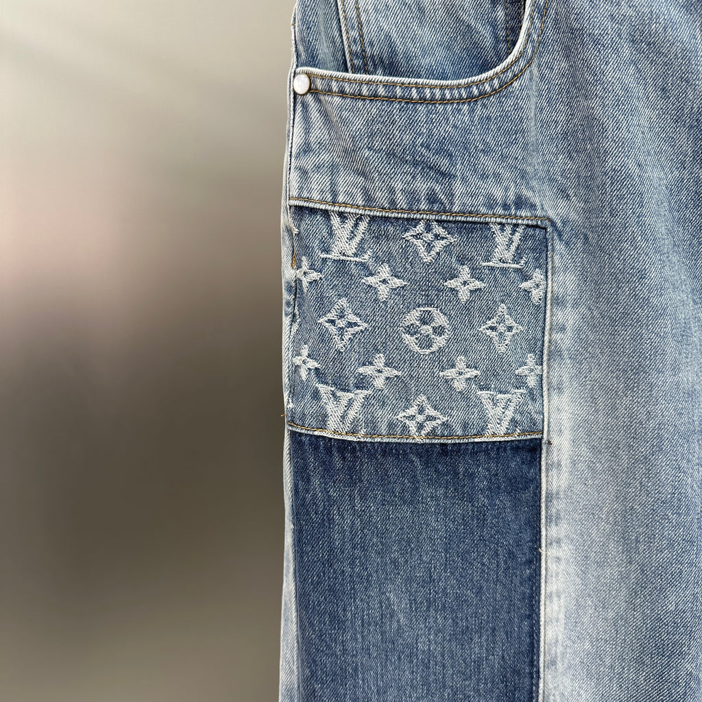 Louis Vuitton Multi-Wash Monogram Denim Trousers with Raw Hem