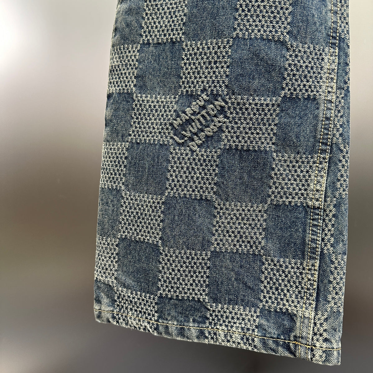 Louis Vuitton Vintage Tinted Damier Denim Trousers with Heritage Inscription