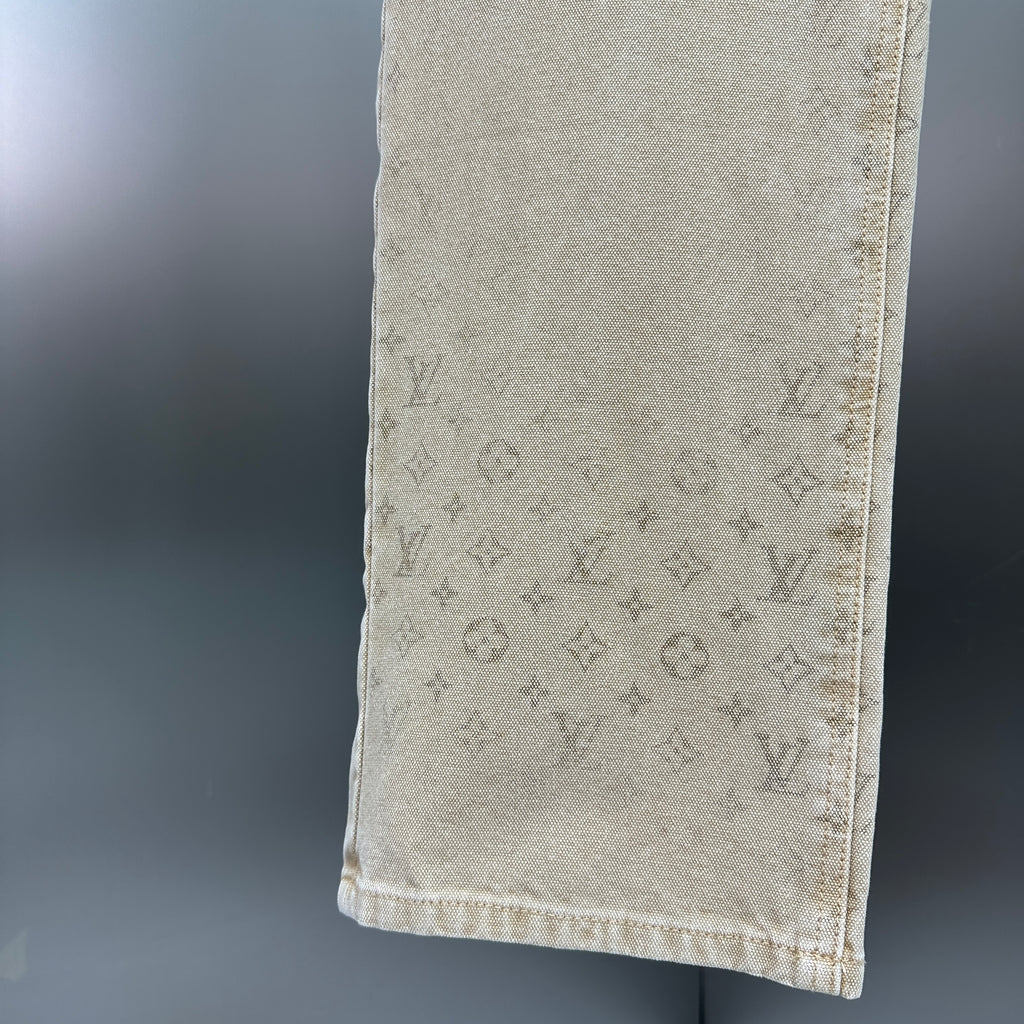 Louis Vuitton Vintage Tint Monogram Printed Straight Denim Pants