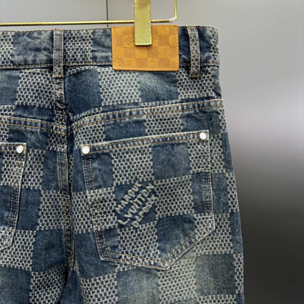 Louis Vuitton Vintage Tinted Damier Denim Trousers with Heritage Inscription