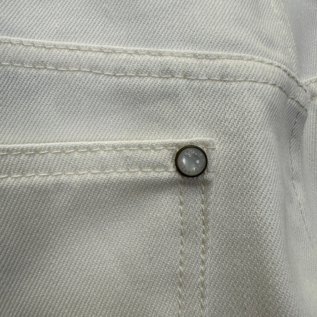 Louis Vuitton Classic Fit White Denim Pants with Tan Logo Patch