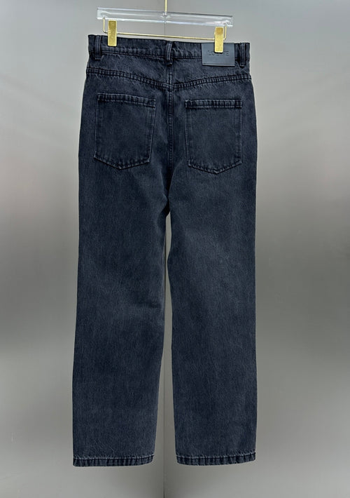Loewe Anagram Patchwork Straight Denim Pants – Charcoal Black