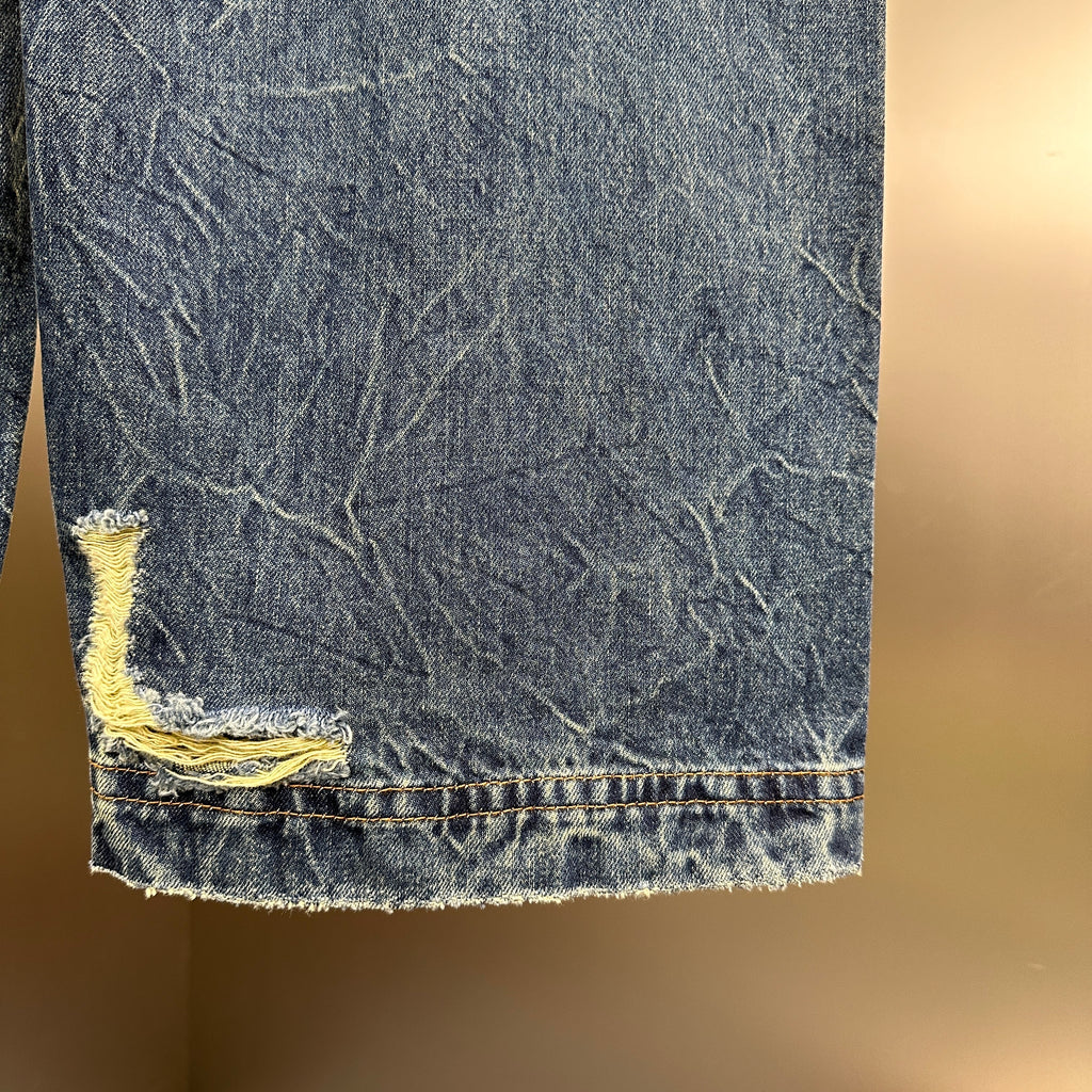 Louis Vuitton Western Turquoise Accent Distressed Utility Denim Trousers