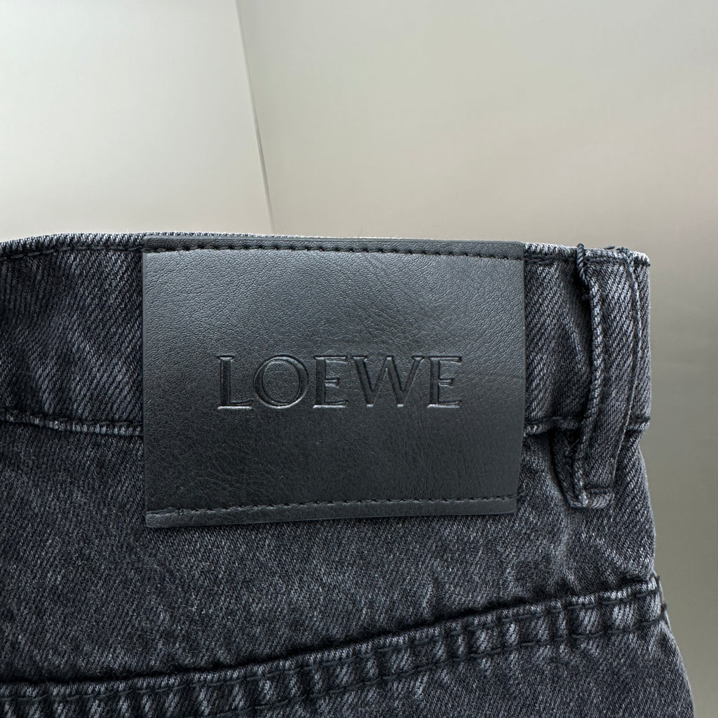 Loewe Anagram Patchwork Straight Denim Pants – Charcoal Black