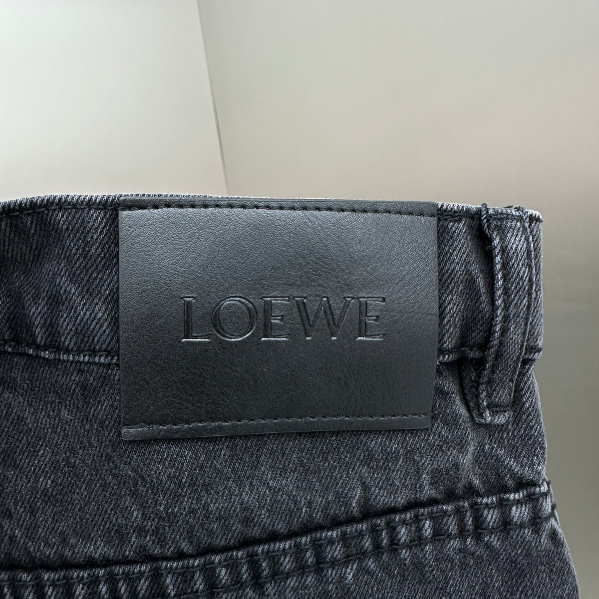 Loewe Anagram Patchwork Straight Denim Pants – Charcoal Black