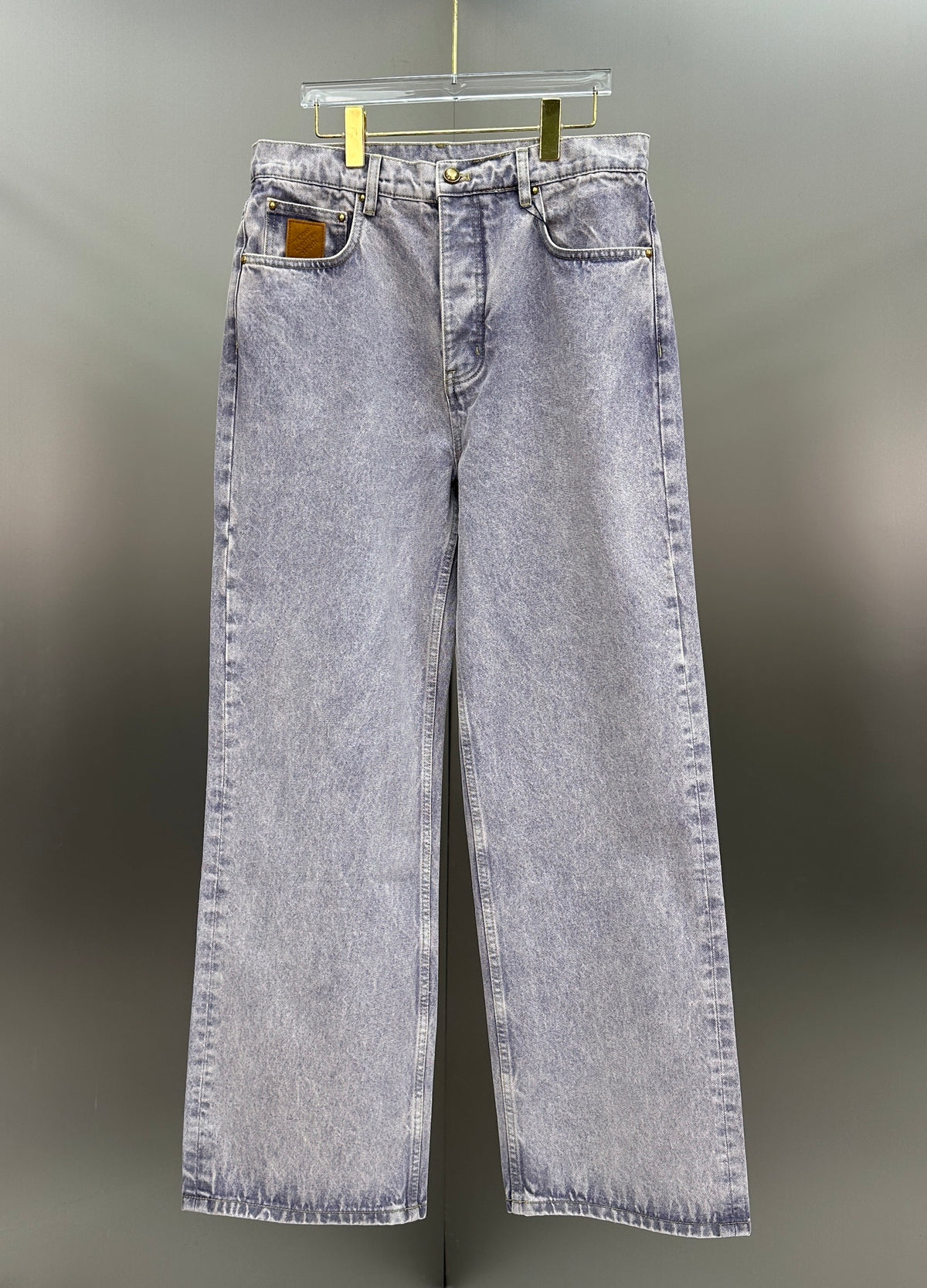 Louis Vuitton Faded Violet Denim Trousers with Leather Pocket Patch