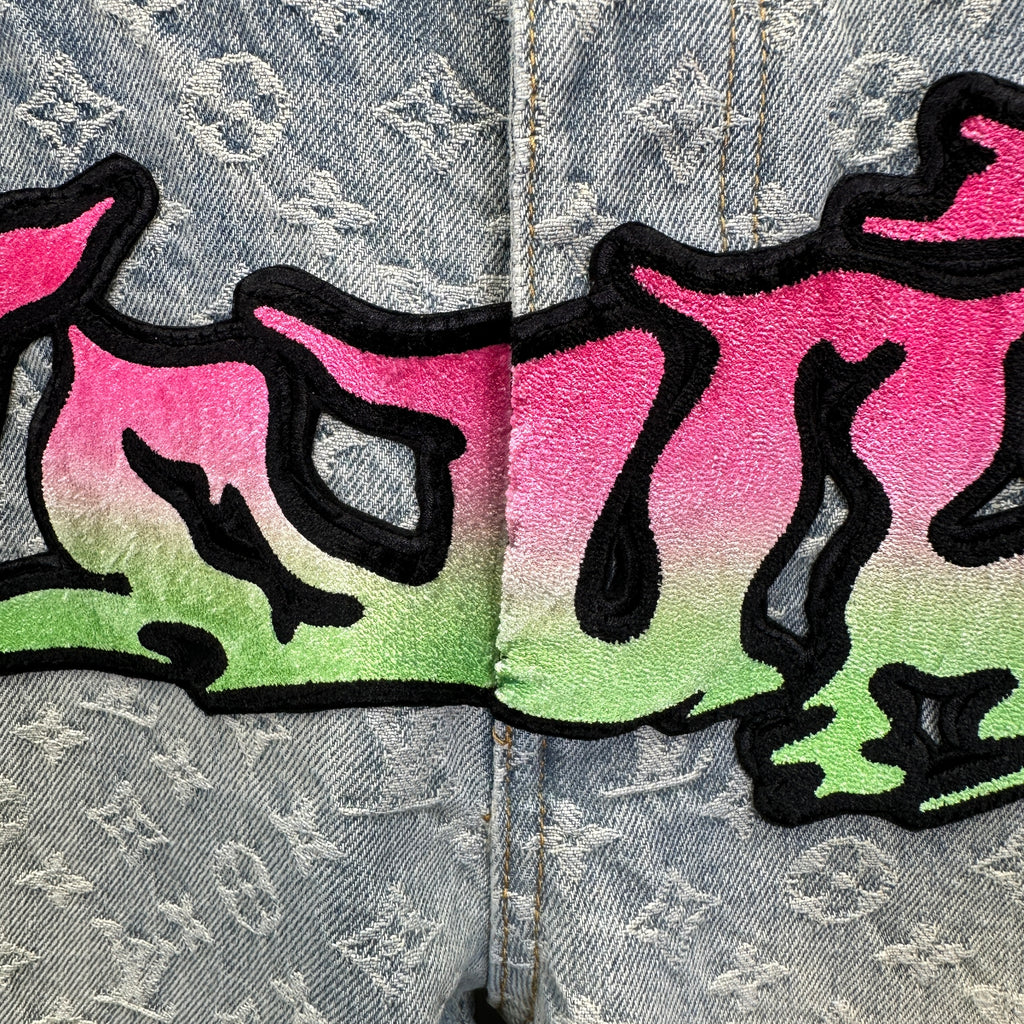 Louis Vuitton Neon Graffiti Logo Monogram Denim Trousers – Bleached Indigo