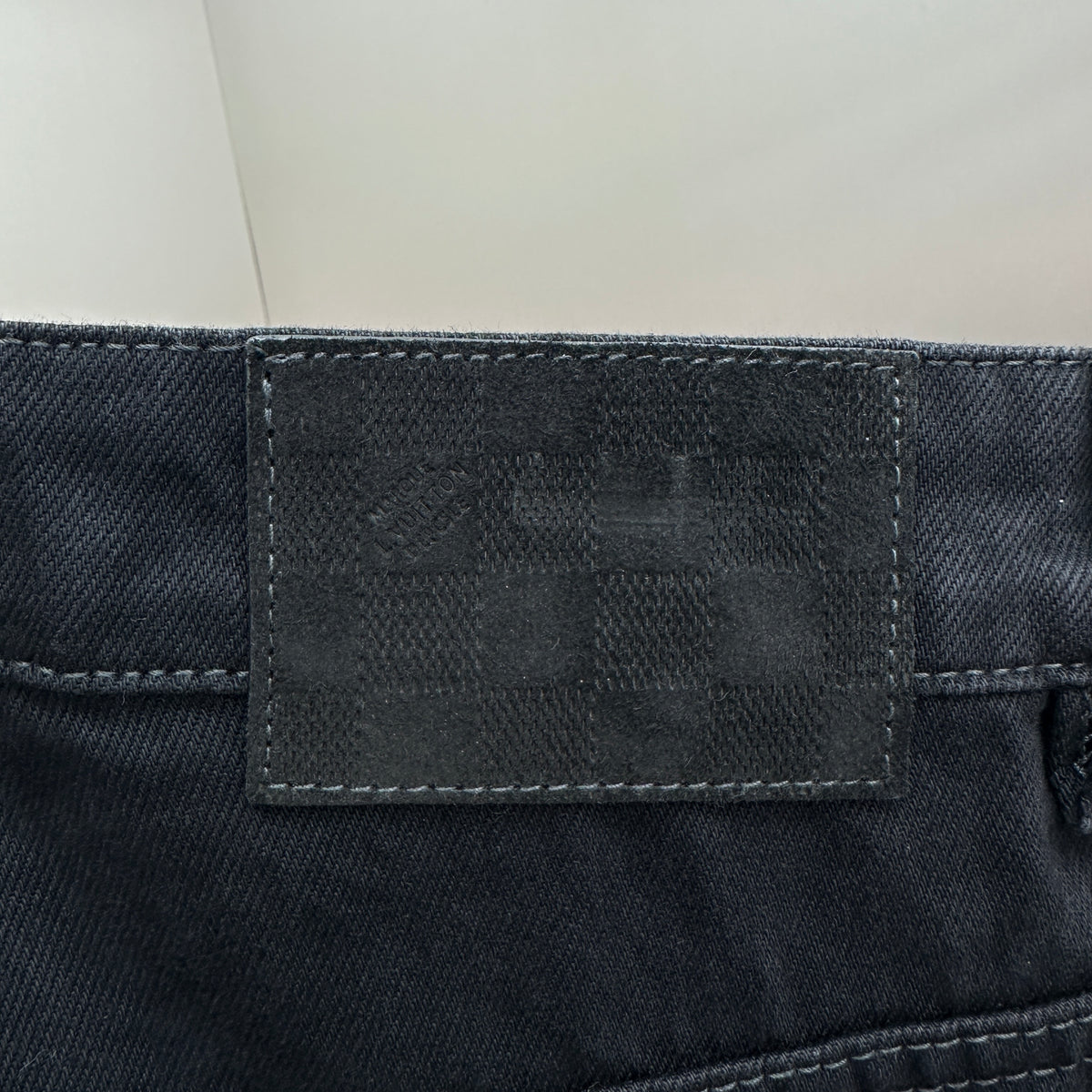Louis Vuitton Cut-Out Monogram Jacquard Double-Knee Denim Trousers