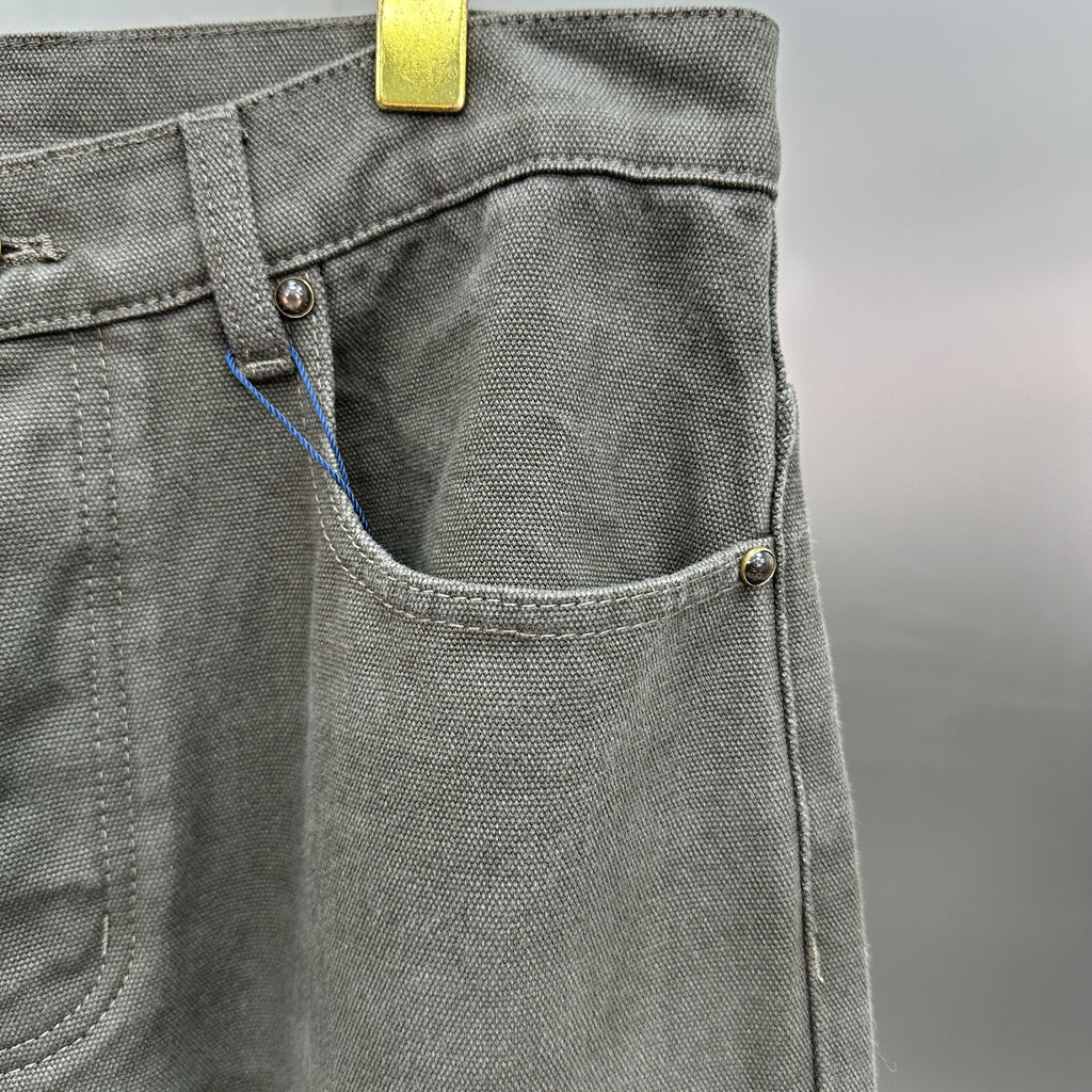 Louis Vuitton Double-Knee Faded Black Denim Trousers with Monogram Cuffs