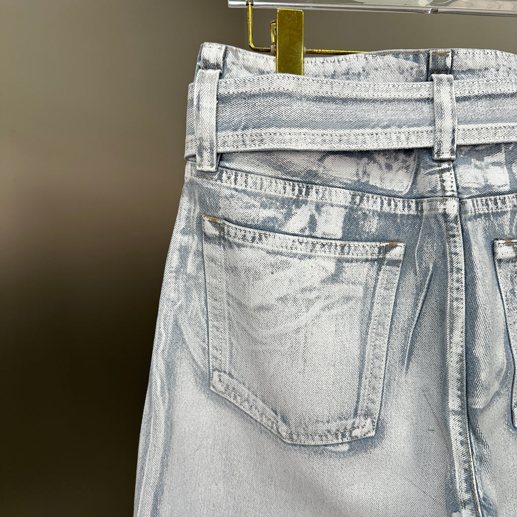 Acne Studios High-Waisted Wide-Leg Denim Pants with Matching Belt