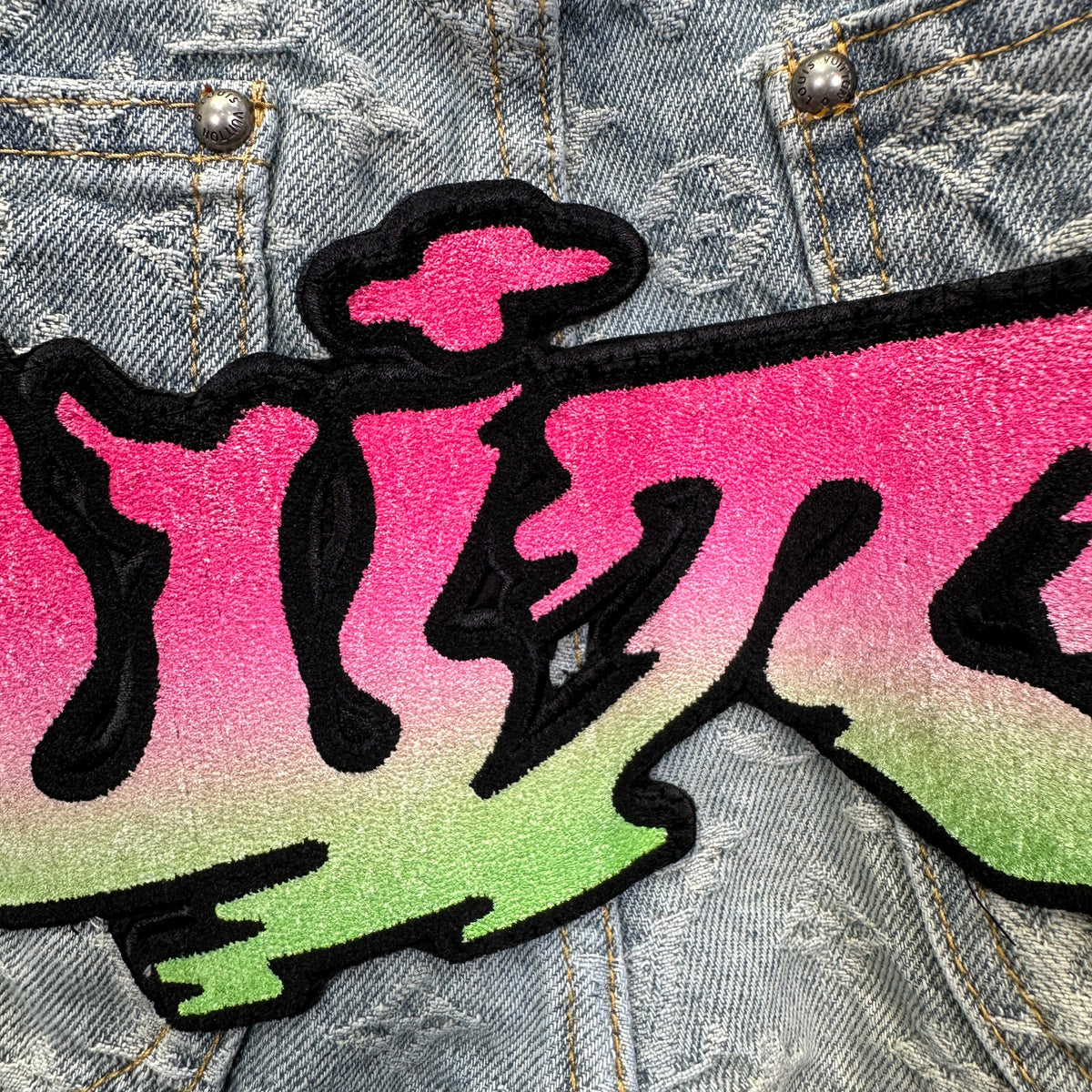 Louis Vuitton Neon Graffiti Logo Monogram Denim Trousers – Bleached Indigo