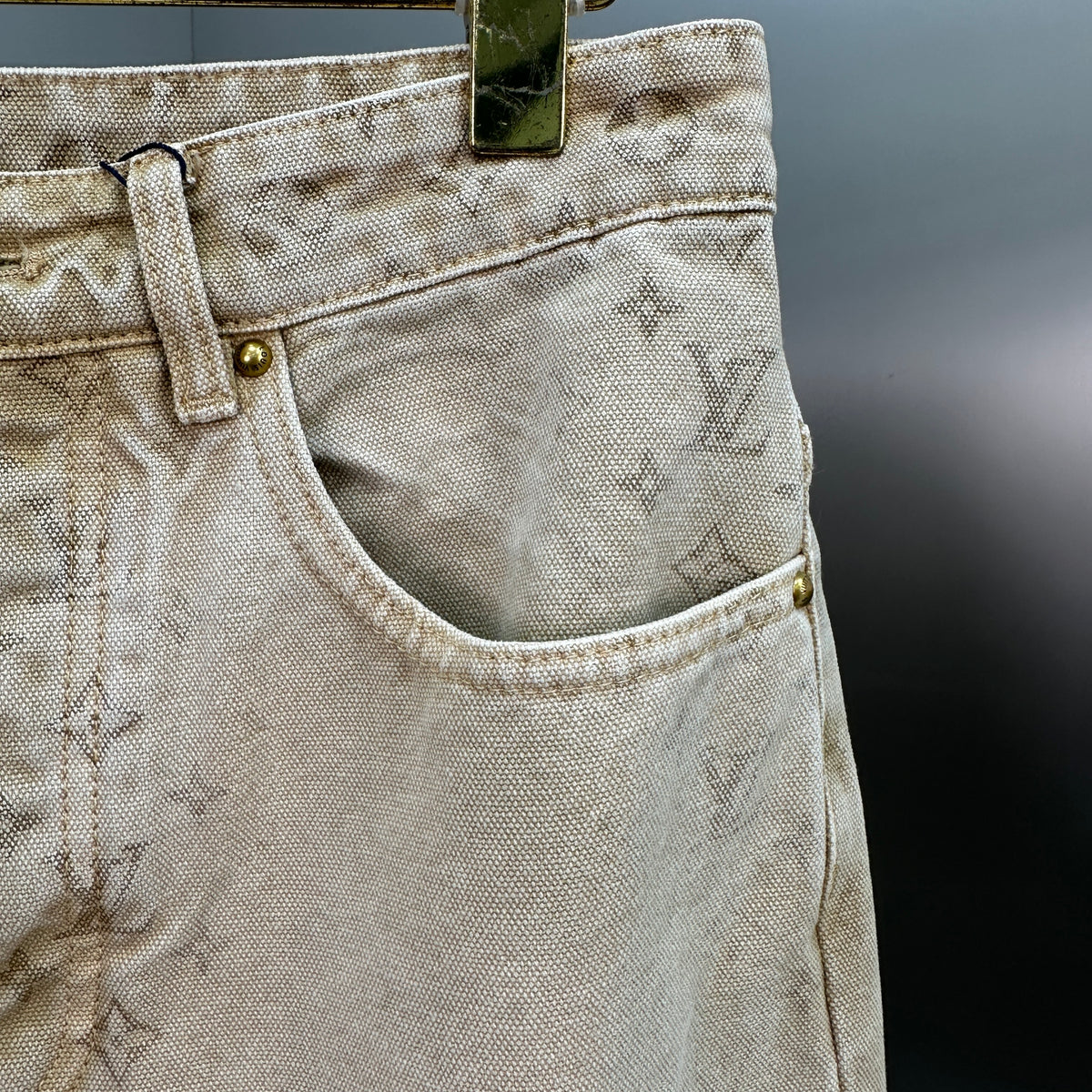 Louis Vuitton Vintage Tint Monogram Printed Straight Denim Pants