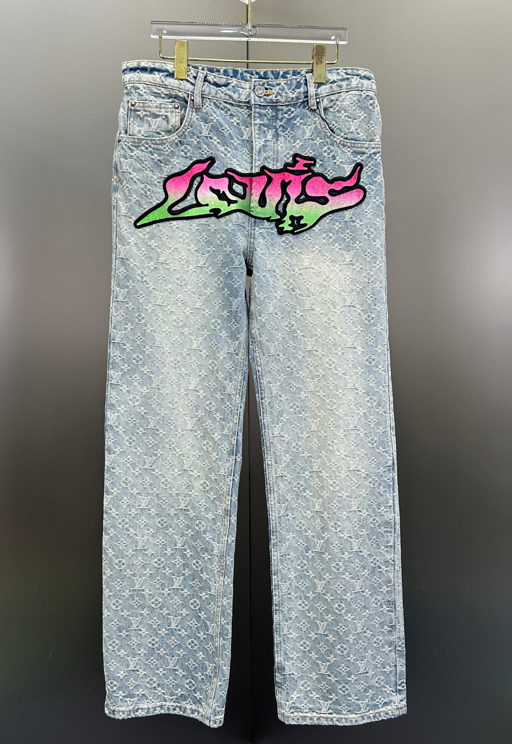 Louis Vuitton Neon Graffiti Logo Monogram Denim Trousers – Bleached Indigo