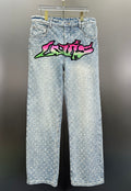 Louis Vuitton Neon Graffiti Logo Monogram Denim Trousers – Bleached Indigo
