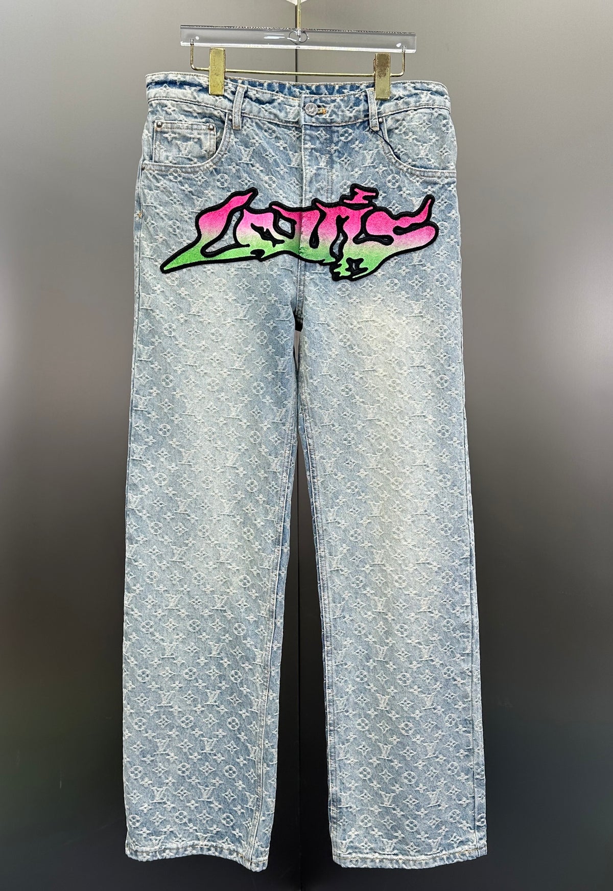 Louis Vuitton Neon Graffiti Logo Monogram Denim Trousers – Bleached Indigo