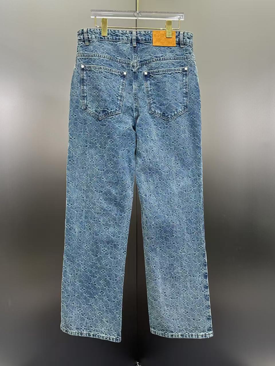 Louis Vuitton Frayed Monogram Cut-Out Denim Trousers – Washed Indigo