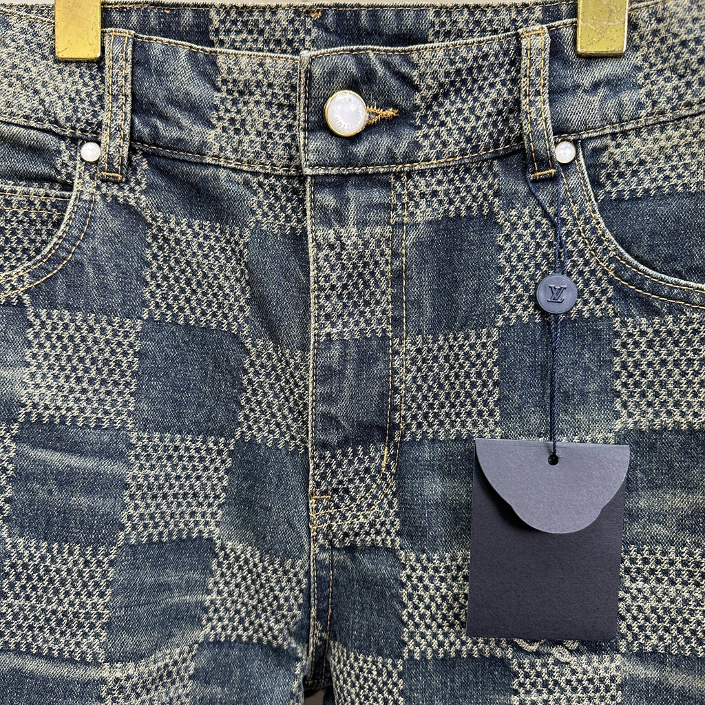 Louis Vuitton Vintage Tinted Damier Denim Trousers with Heritage Inscription